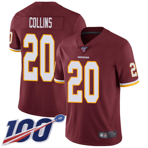 Redskins #20 Landon Collins Burgundy Red Team Color Men's Stitched Football 100th Season Vapor Limited Jersey