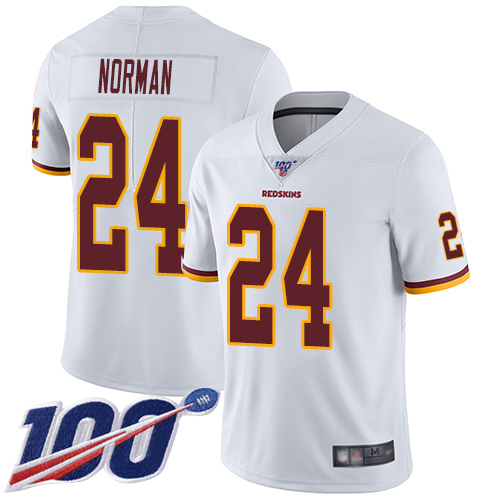 Redskins #24 Josh Norman White Men's Stitched Football 100th Season Vapor Limited Jersey