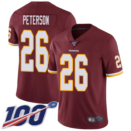 Redskins #26 Adrian Peterson Burgundy Red Team Color Men's Stitched Football 100th Season Vapor Limited Jersey