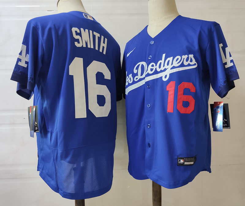 Mens Los Angeles Dodgers #16 Will Smith Nike Royal Stitched 2021 Los Angeles City Connect Jersey