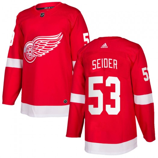 Men's Detroit Red Wings #53 Moritz Seider Red Home Hockey Stitched NHL Jersey
