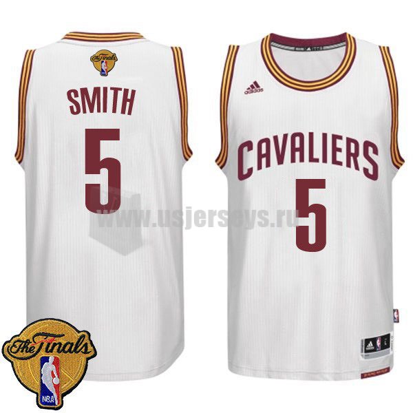 Men's Cleveland Cavaliers #5 J.R. Smith White Stitched 2016 The Finals Home Swingman NBA Jersey