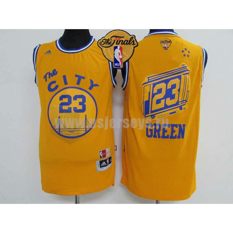 Men's Golden State Warriors #23 Draymond Green Yellow stitched 2016 The Finals The City NBA Jersey