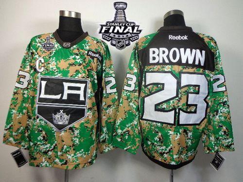 Los Angeles Kings #23 Dustin Brown Camo Veterans Day Practice 2014 Stanley Cup Finals Stitched NHL Jerseys