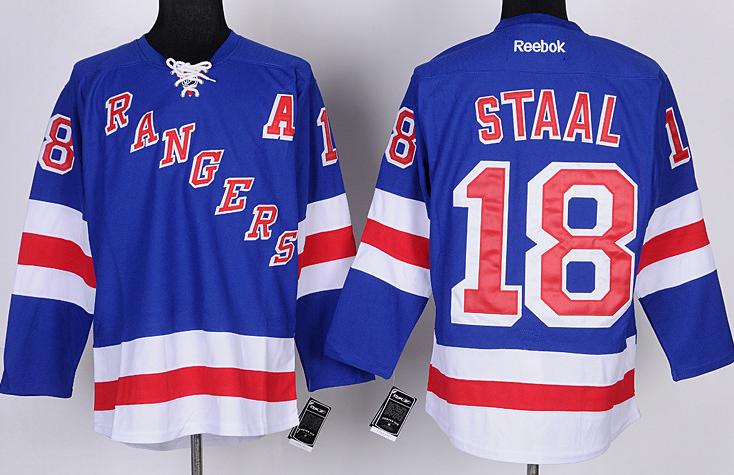 New York Rangers 18 Marc Staal Blue NHL Jerseys