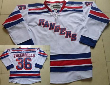 New York Rangers #36 Mats Zuccarello White Road Stitched NHL Jersey