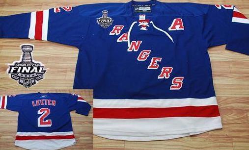 New York Rangers #2 Brian Leetch Blue With 2014 Stanley Cup Finals Stitched NHL Jerseys