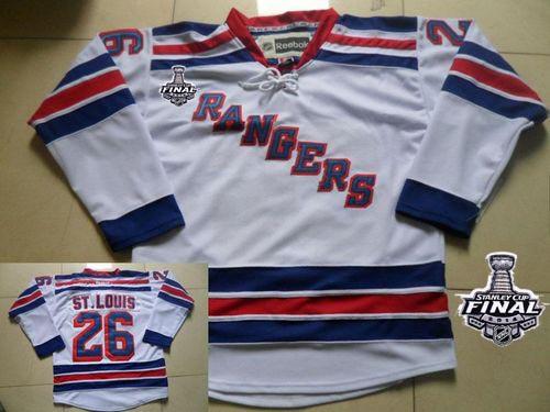 New York Rangers #26 Martin St.Louis White With 2014 Stanley Cup Finals Stitched NHL Jerseys