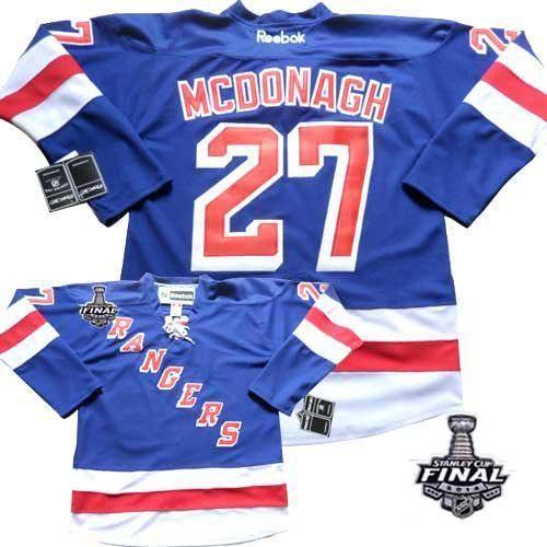 New York Rangers #27 Ryan McDonagh Blue Home With 2014 Stanley Cup Finals Stitched NHL Jerseys