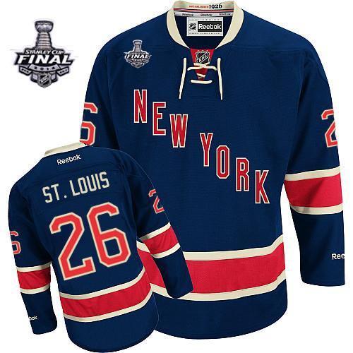 New York Rangers #26 Martin St.Louis Navy Blue With 2014 Stanley Cup Finals Stitched NHL Jerseys
