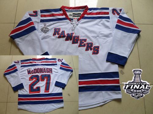 New York Rangers #27 Ryan McDonagh White Road With 2014 Stanley Cup Finals Stitched NHL Jerseys