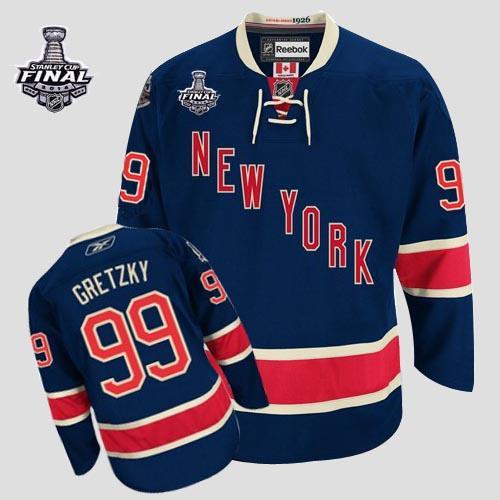New York Rangers #99 Wayne Gretzky Dark Blue 85TH Third With 2014 Stanley Cup Finals Patch NHL Jerseys