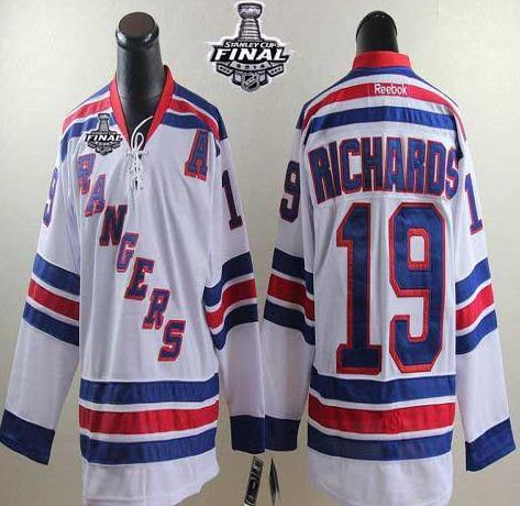 New York Rangers #19 Brad Richards White Road With 2014 Stanley Cup Finals Stitched NHL Jerseys