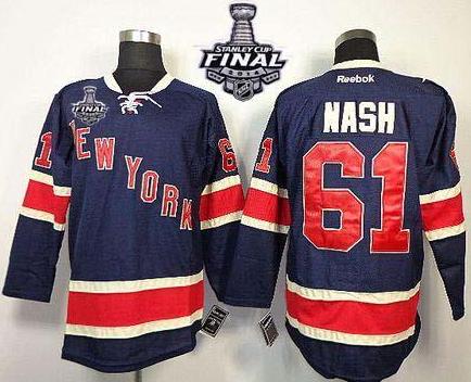 New York Rangers #61 Rick Nash Dark Blue Third With 2014 Stanley Cup Finals Patch Stitched NHL Jerseys