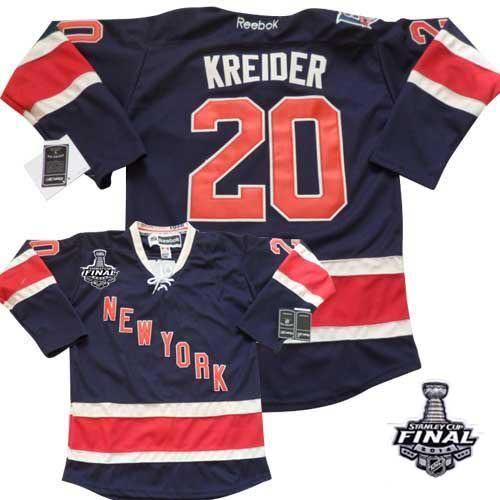 New York Rangers #20 Chris Kreider Dark Blue 85TH Anniversary Third With 2014 Stanley Cup Finals Stitched NHL Jerseys