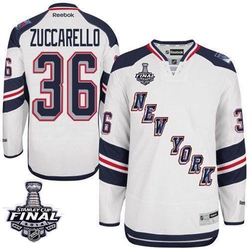 New York Rangers #36 Mats Zuccarello White 2014 Stadium Series NHL Jersey With 2014 Stanley Cup Finals Patch