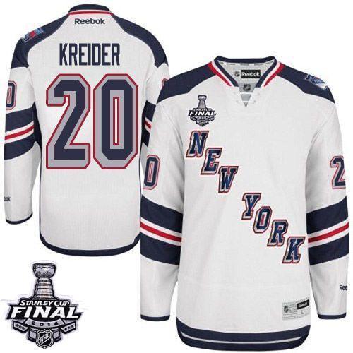 New York Rangers #20 Chris Kreider White 2014 Stadium Series With 2014 Stanley Cup Finals Stitched NHL Jerseys
