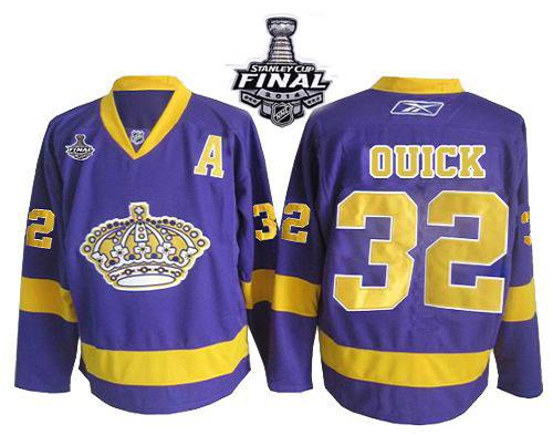 Los Angeles Kings #32 Jonathan Quick Purple 2014 Stanley Cup Finals Stitched NHL Jerseys