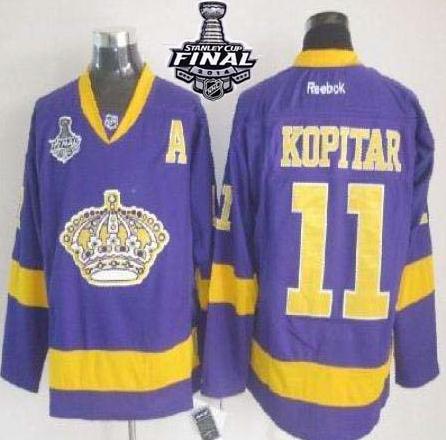 Los Angeles Kings #11 Anze Kopitar Purple 2014 Stanley Cup Finals Stitched NHL Jerseys