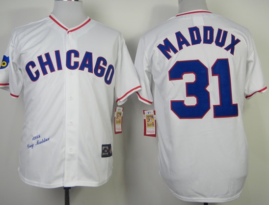 Chicago Cubs 31 Greg Maddux White 1968 Throwback MLB Jerseys