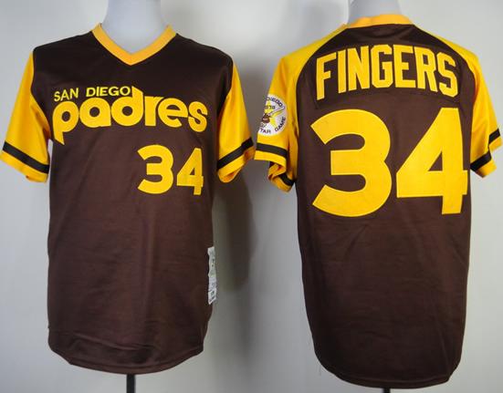 San Diego Padres 34 Rollie Fingers Brown 1978 Throwback MLB Jerseys