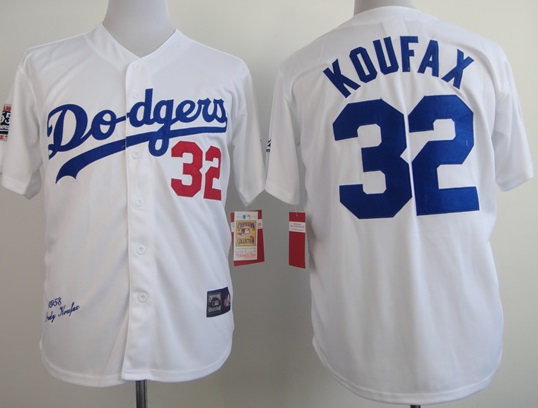 Los Angeles Dodgers 32 Sandy Koufax 1958 White Majestic MLB Jerseys Los Angeles Dodgers 32 Sandy Koufax 1958 White Majestic MLB Jerseys