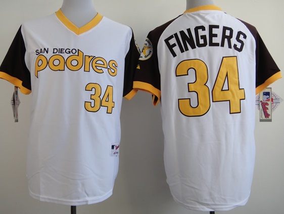 San Diego Padres 34 Rollie Fingers White 1978 Throwback MLB Jerseys