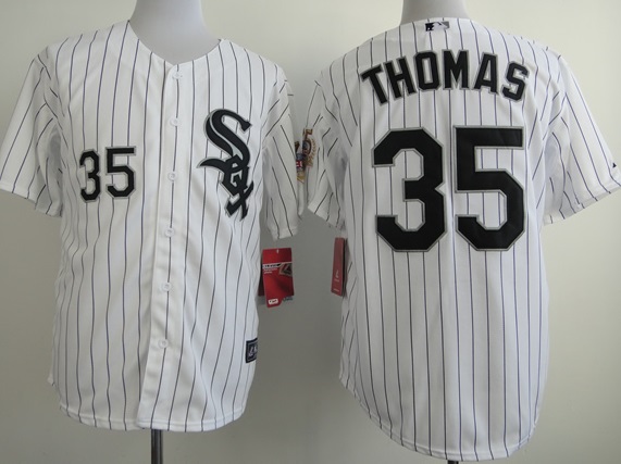 Chicago White Sox 35 Frank Thomas 2014 Hall Of Fame Inductee Home Jersey w75th Anniversary Commemorative Patch