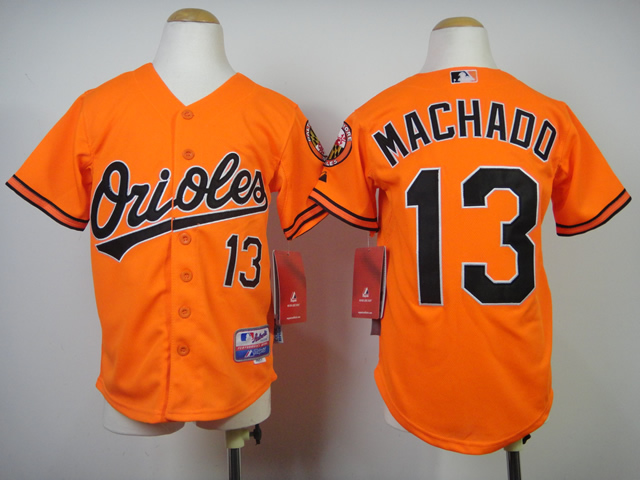 Kids Baltimore Orioles 13 Manny Machado Orange Cool Base MLB Jerseys