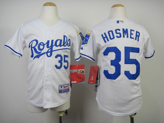 Kids Kansas City Royals #35 Eric Hosmer Whiite Cool Base MLB Jerseys