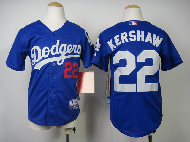 Kids Los Angeles Dodgers 22 Clayton Kershaw Blue Cool Base MLB Jerseys