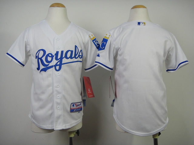Kids Kansas City Royals Blank White Cool Base MLB Jerseys