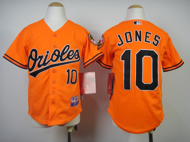 Kids Baltimore Orioles 10# Adam Jones Orange Cool Base MLB Jerseys
