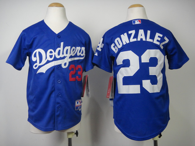 Kids Los Angeles Dodgers 23 Adrian Gonzalez Blue Cool Base MLB Jerseys