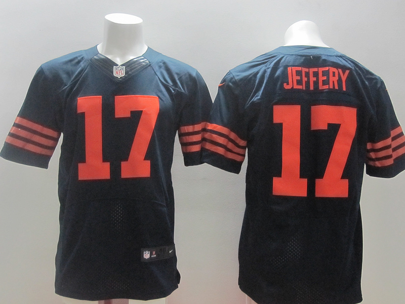 Nike Chicago Bears #17 Alshon Jeffery Blue Elite NFL Jerseys Orange Number