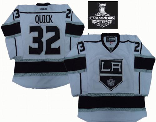 Los Angeles Kings 32 Jonathan Quick White NHL Jerseys With 2014 Stanley Cup Champions Patch