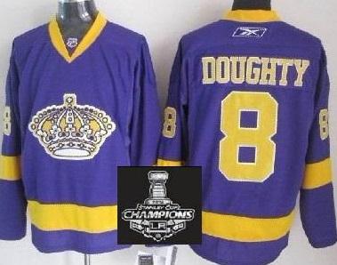 Los Angeles Kings 8 Drew Doughty Purple NHL Jerseys With 2014 Stanley Cup Champions Patch