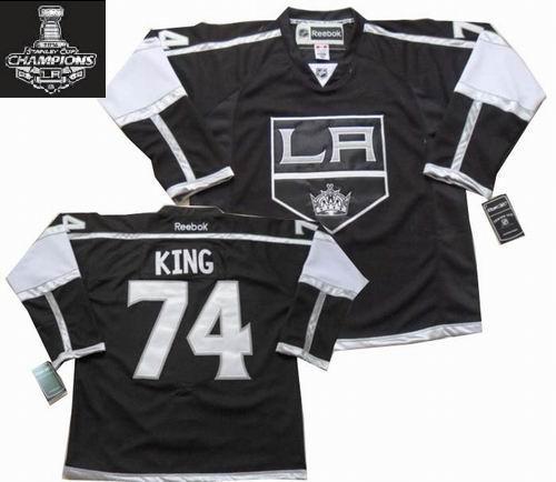 Los Angeles Kings 74 Dwight King Black NHL Jerseys With 2014 Stanley Cup Champions Patch
