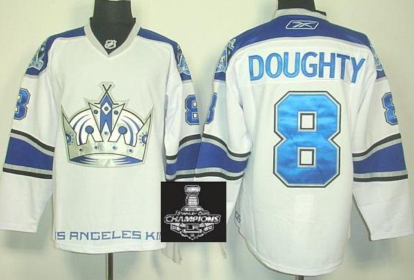 Los Angeles Kings 8 Drew Doughty White NHL Jerseys With 2014 Stanley Cup Champions Patch