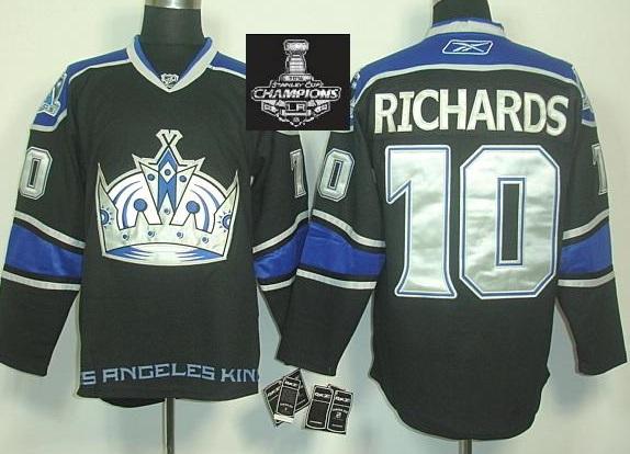 Los Angeles Kings 10 Mike Richards Black NHL Hockey Jerseys With 2014 Stanley Cup Champions Patch