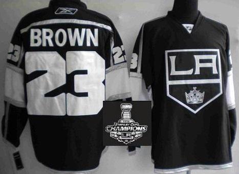 Los Angeles Kings 23 Dustin Brown Black NHL Jersey With 2014 Stanley Cup Champions Patch