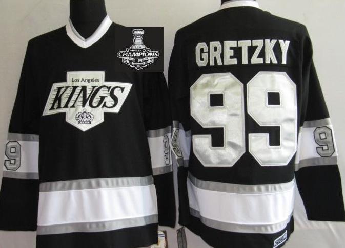 Los Angeles Kings 99 Wayne Gretzky Black NHL Jerseys With 2014 Stanley Cup Champions Patch