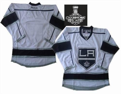 Los Angeles Kings Blank White NHL Jerseys With 2014 Stanley Cup Champions Patch