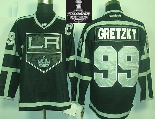 Los Angeles Kings 99 Wayne Gretzky Black LA NHL Jerseys With 2014 Stanley Cup Champions Patch