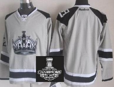 Los Angeles Kings Blank Grey Stadium Series NHL Jersey With 2014 Stanley Cup Champions Patch
