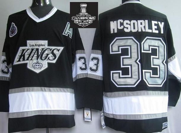 Los Angeles Kings 33 McSORLEY Black NHL Jerseys With 2014 Stanley Cup Champions Patch