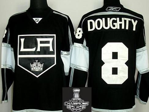 Los Angeles Kings 8 Drew Doughty Black NHL Jerseys With 2014 Stanley Cup Champions Patch
