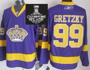 Los Angeles Kings 99 Wayne Gretzky Purple NHL Jerseys With 2014 Stanley Cup Champions Patch