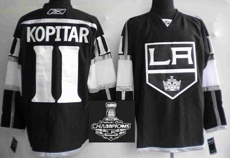 Los Angeles Kings 11 Anze Kopitar Black NHL Jerseys With 2014 Stanley Cup Champions Patch