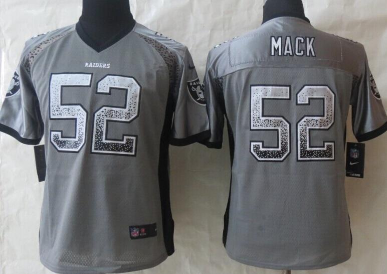 Women Nike Oakland Raiders 52 Khalil Mack Grey Drift Fashion Elite NFL Jerseys